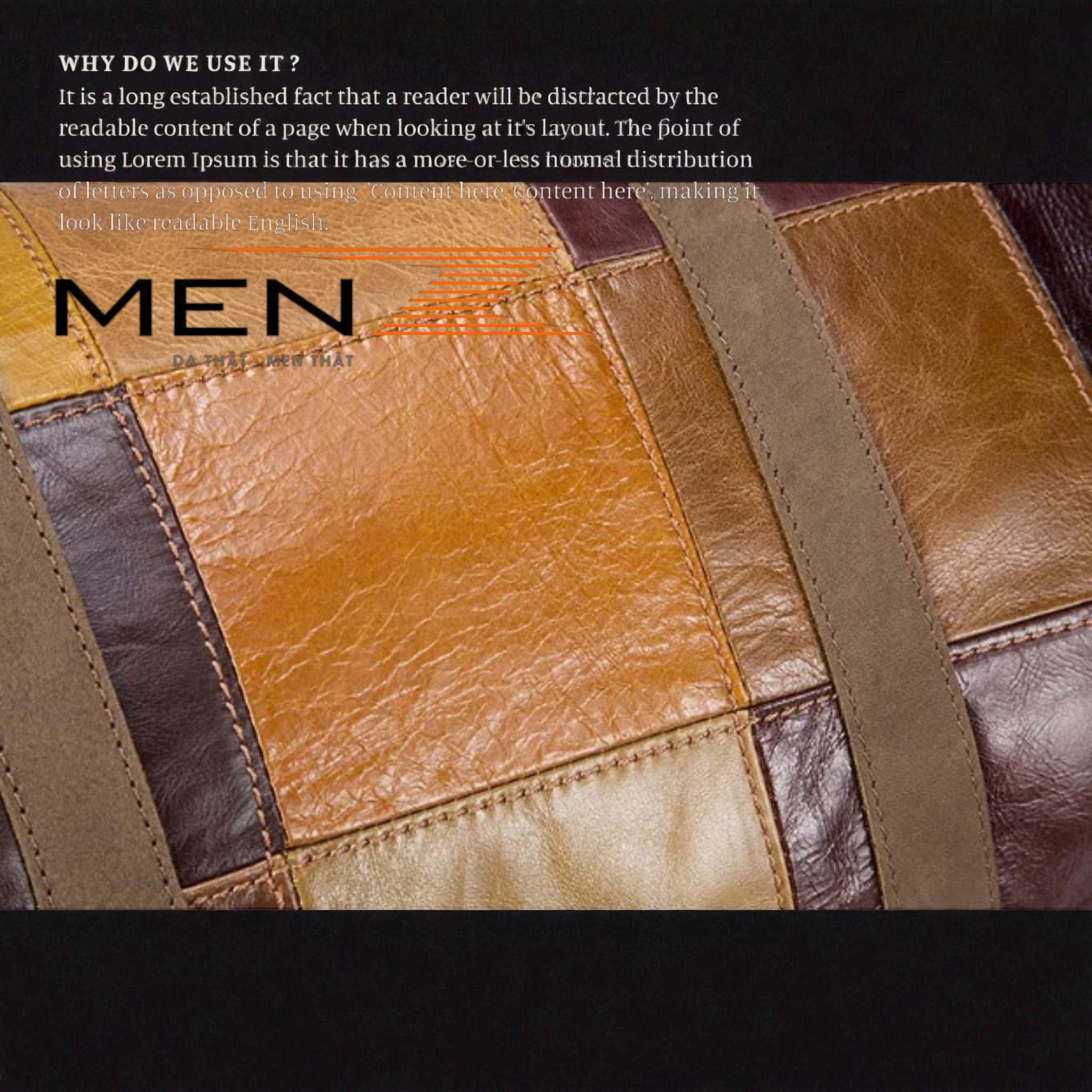 chất liệu da bò thật túi trống menz