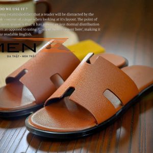 Dép Nam Herme's Da Taiga Thời Trang Hàng Hiệu MenZ DN01 Brown