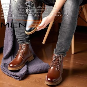 Giày Nam Cao Cổ Da Bò Thật Thời Trang MenZ GN05 Brown