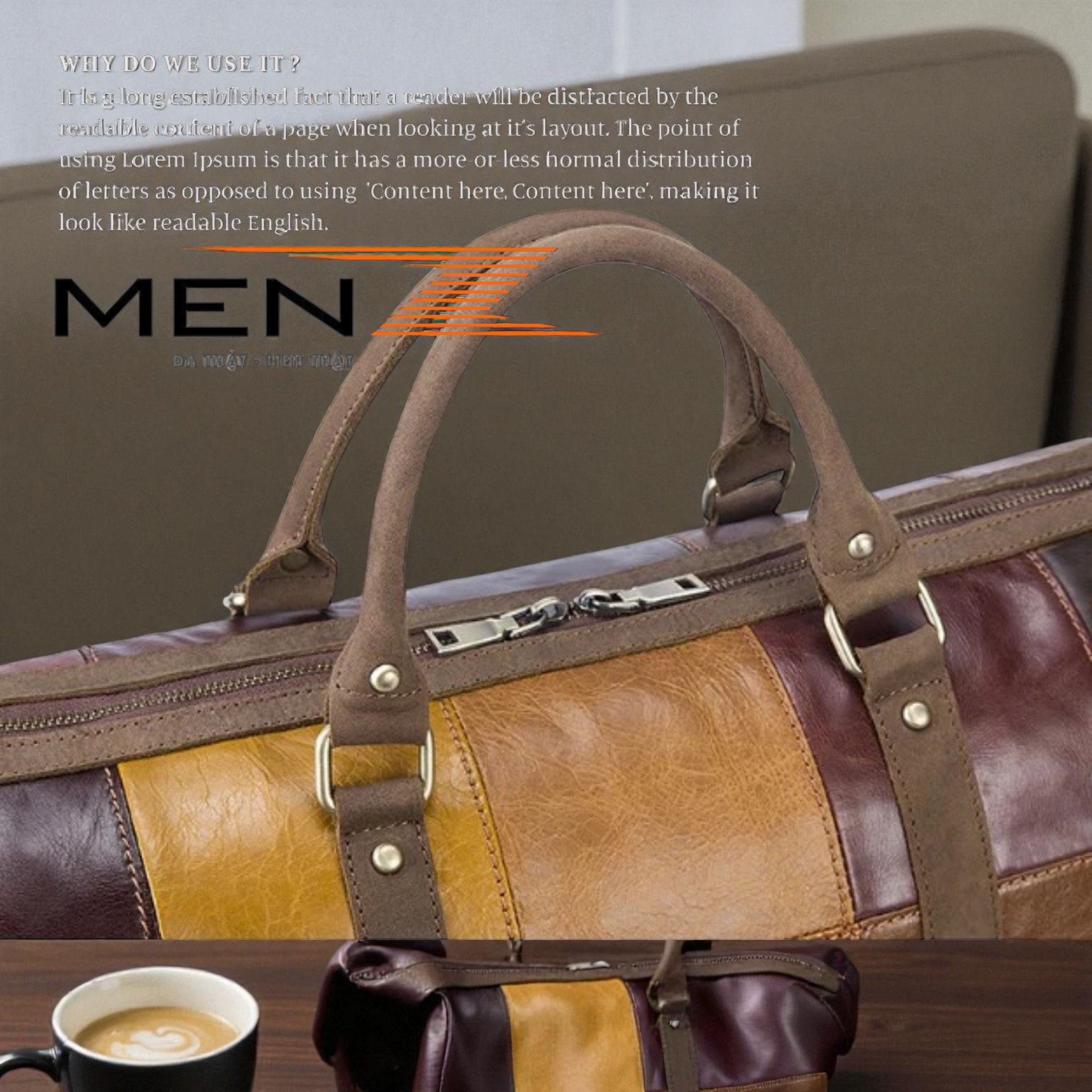 quai xách túi trống da bò menz