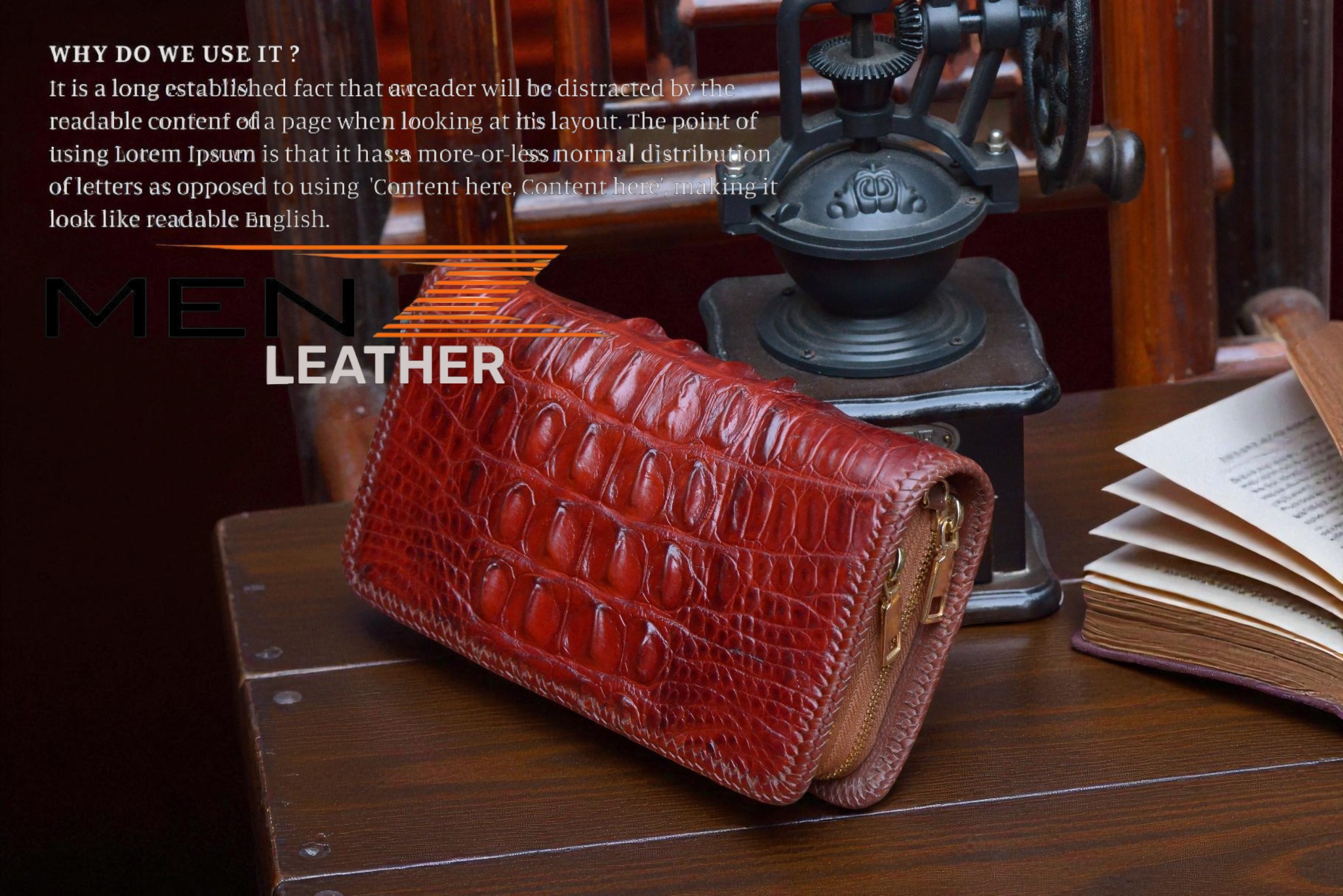 ví da cá sấu cầm tay 2 khóa thời trang menz