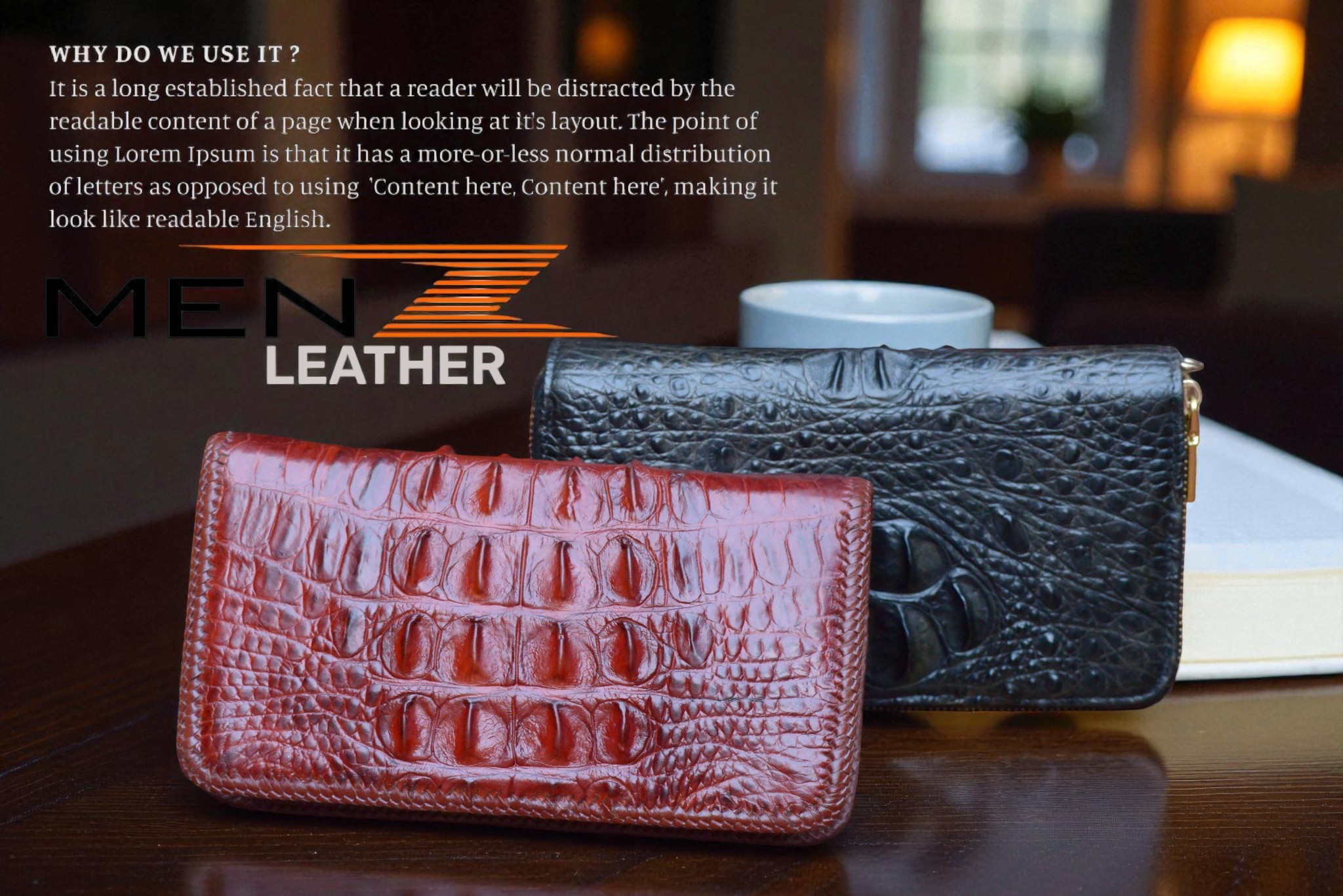 ví nam da cá sấu cầm tay 2 khóa hàng hiệu menz