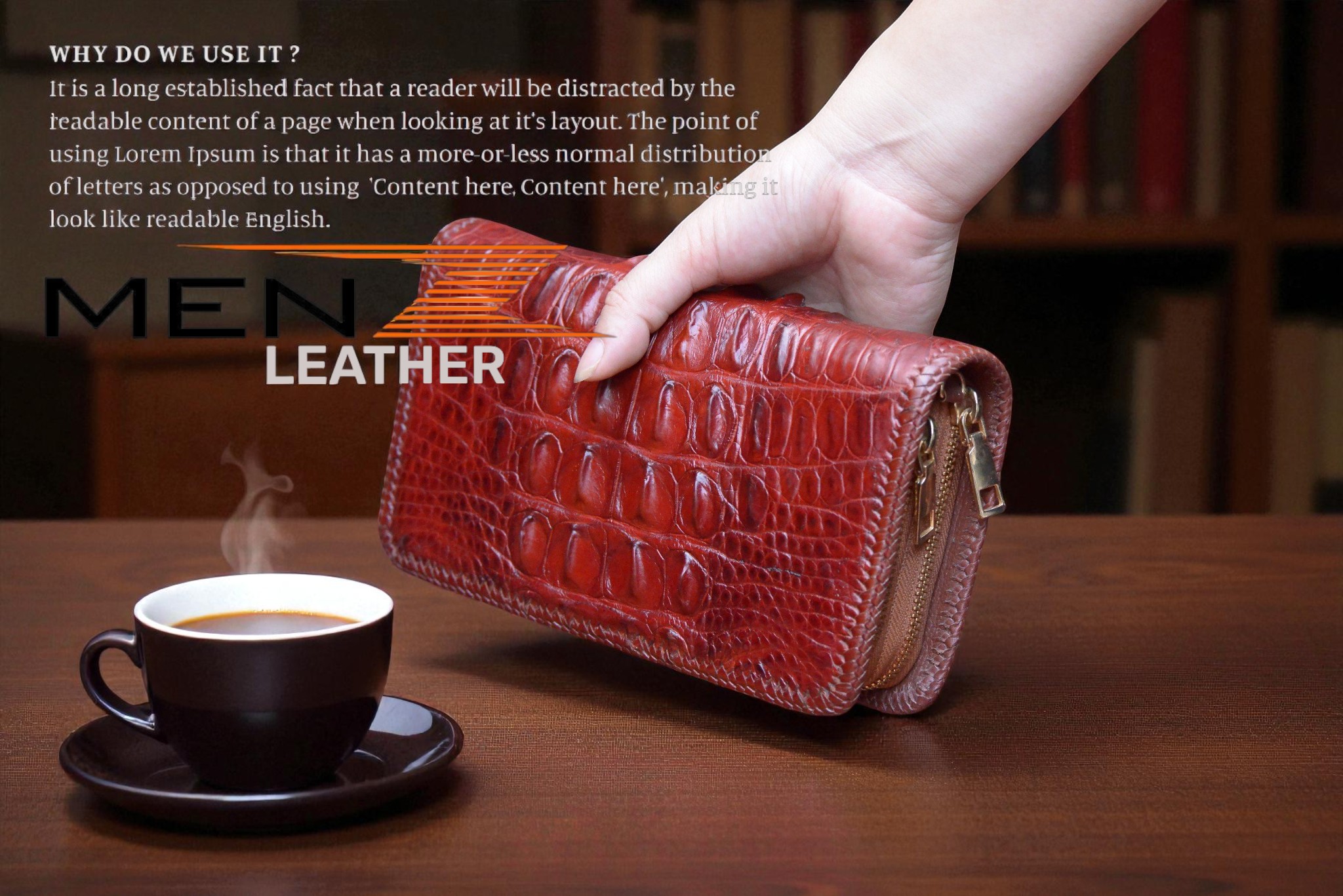 ví nam cầm tay da cá sấu 2 khóa kéo đan viền thủ công menz