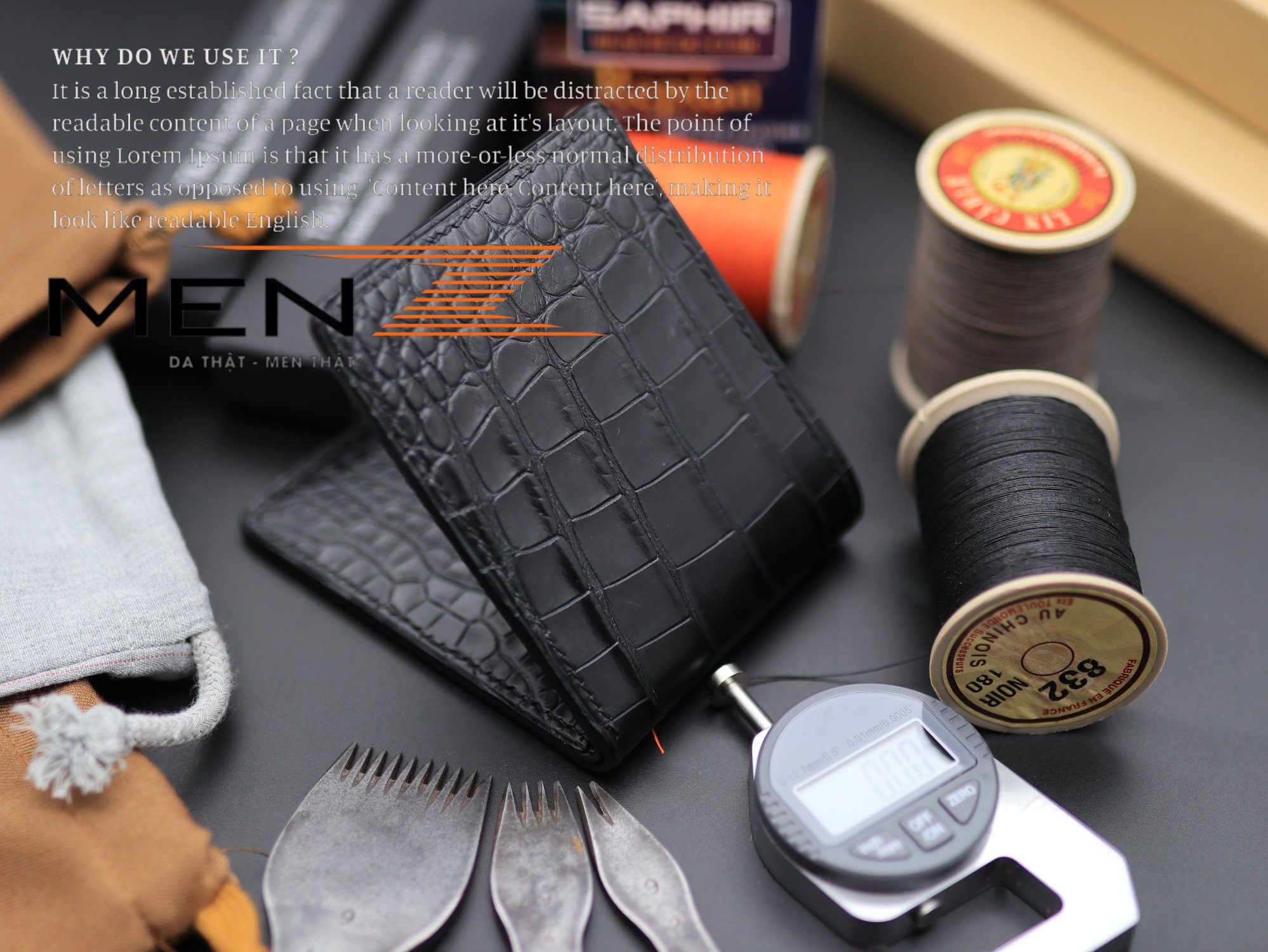 Ví đa cá sấu handmade màu đen hợp mệnh Mộc MenZ