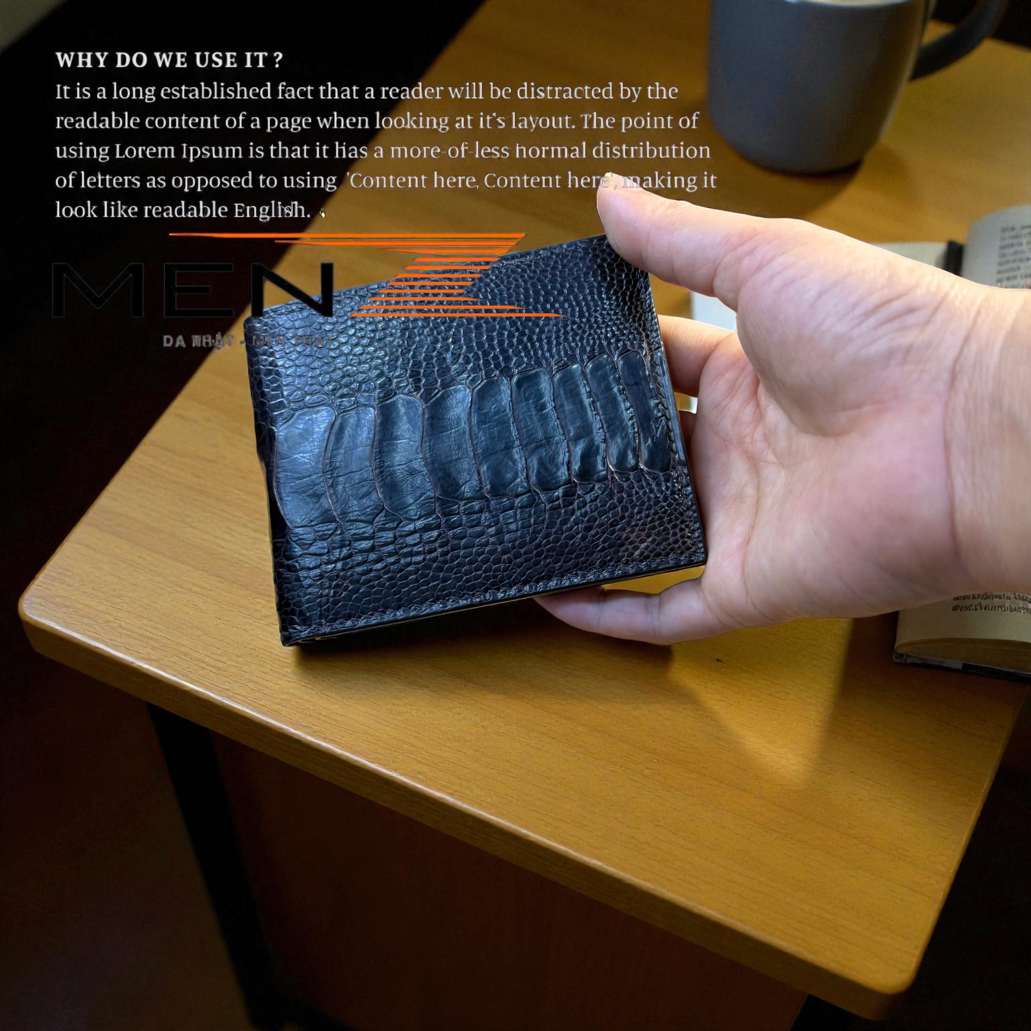 ví nam da chân đà điểu handmade menz