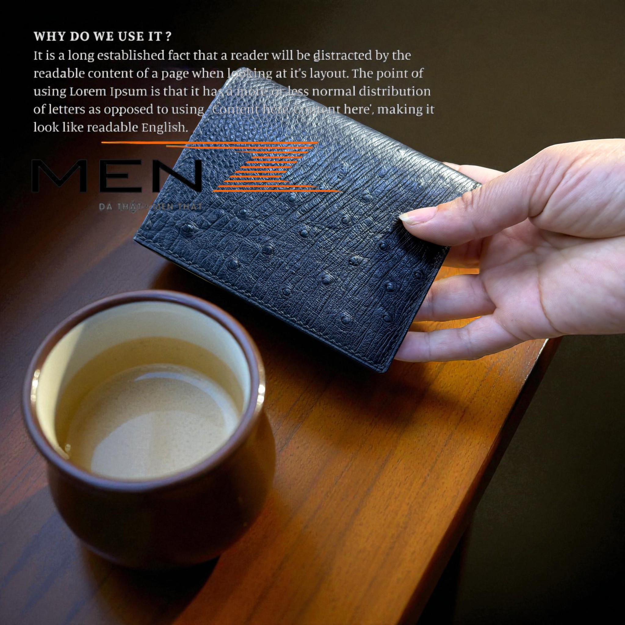 bóp nam da đà điểu thật handmade