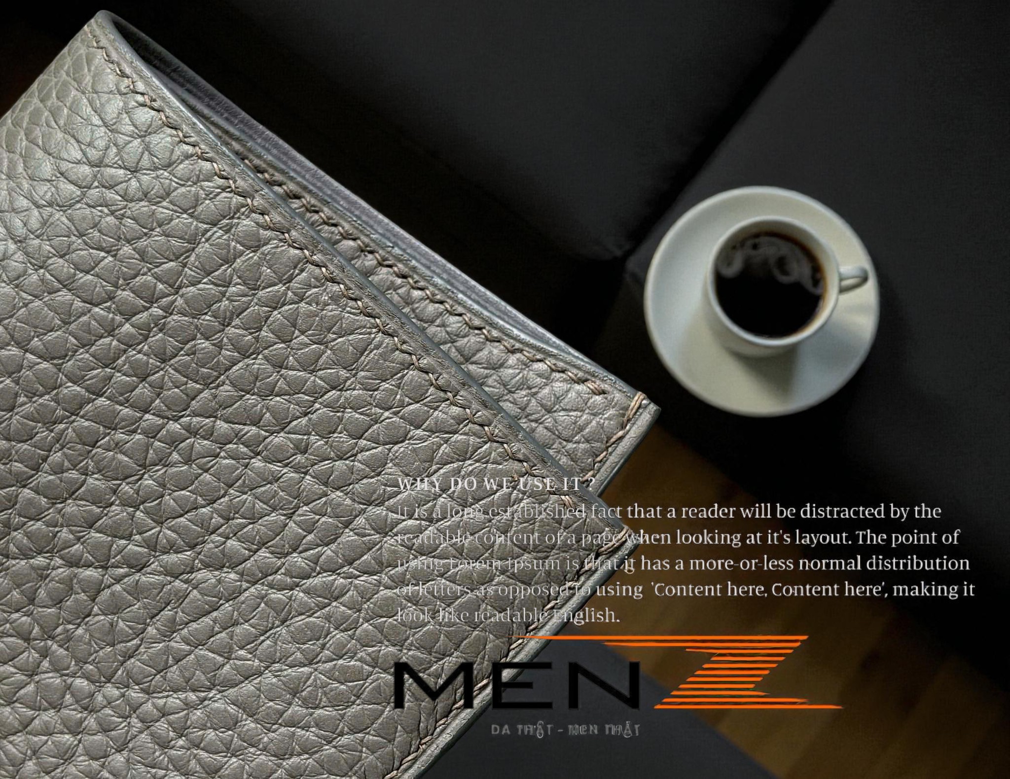 bóp da bò thật handmade menz