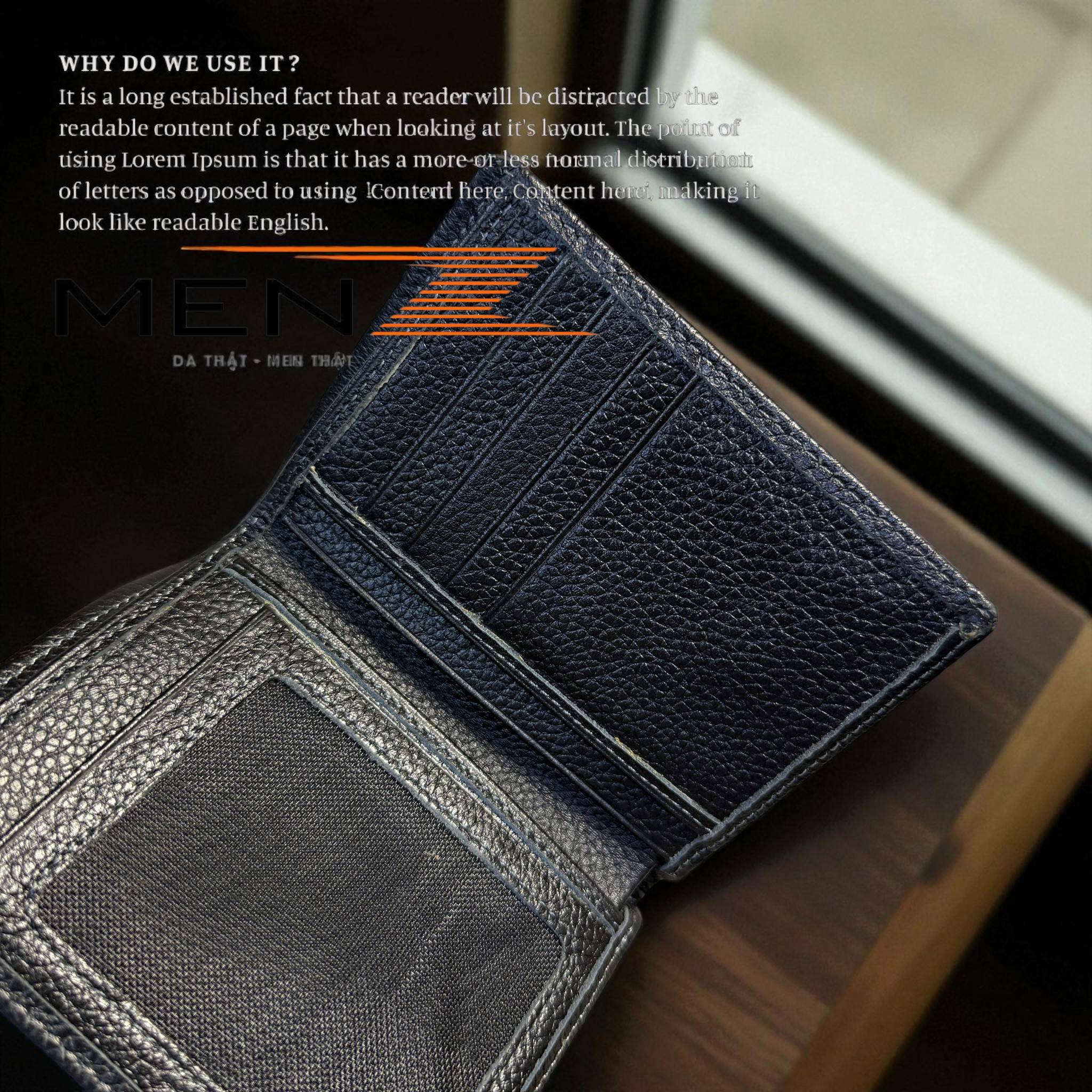 ví nam dáng đứng da bò thật menz