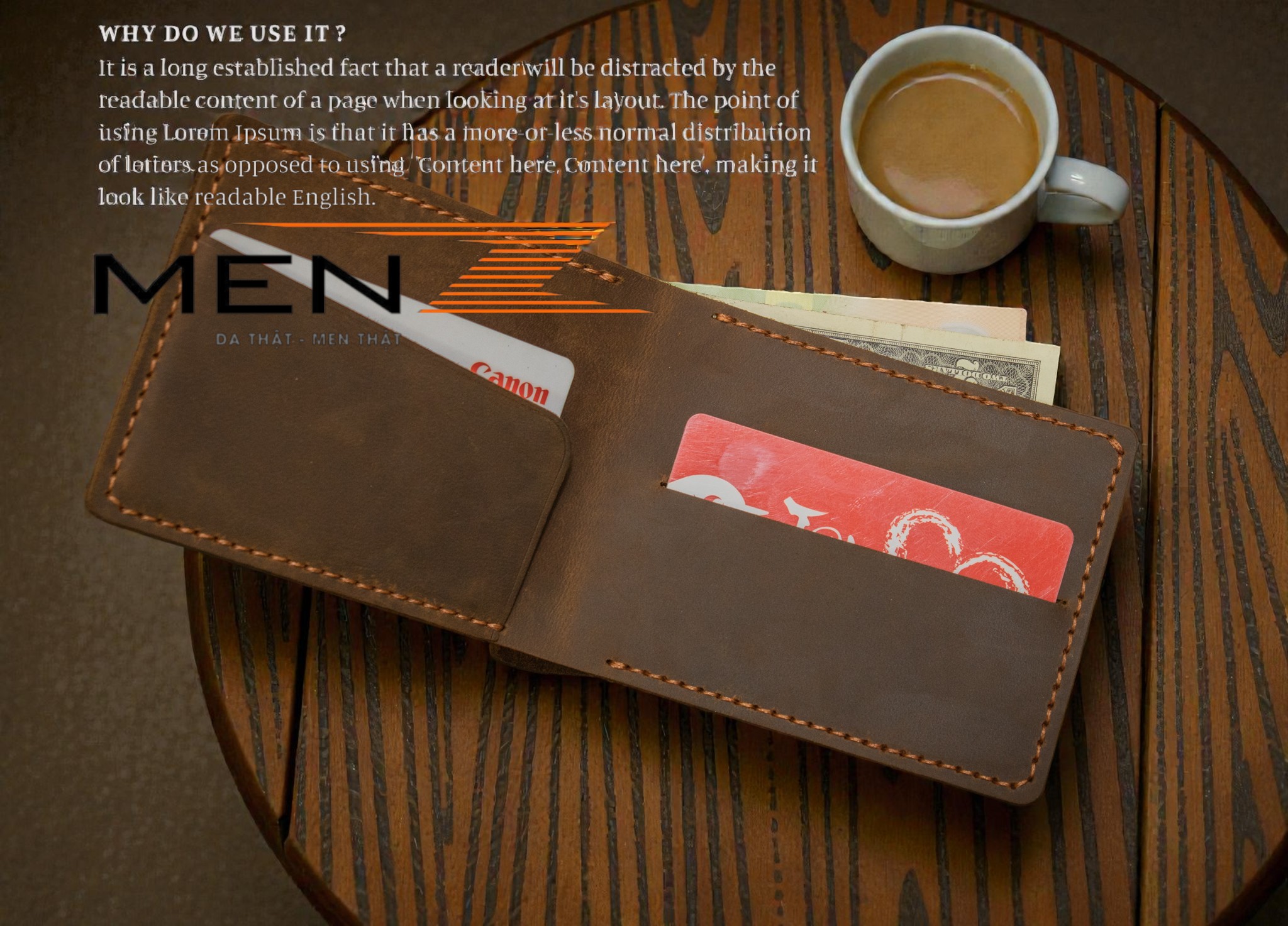 Chi tiết đường chỉ khâu yên ngựa thủ công trên ví nam da sáp