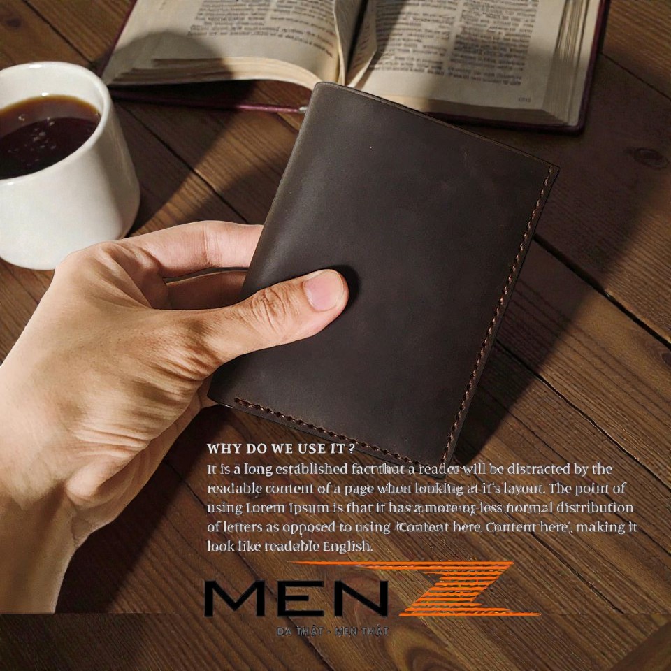Ví Đứng Nam Handmade Da Bò Sáp Thời Trang MenZ