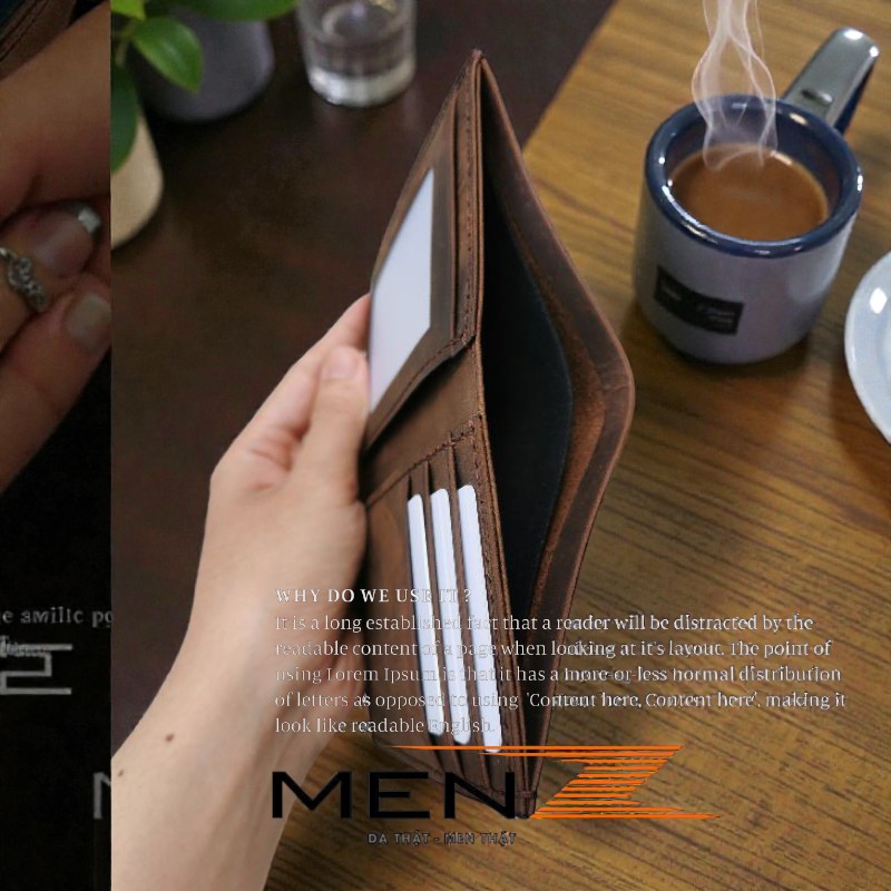 Bóp Đứng nam handmade da sáp hàng hiệu menz