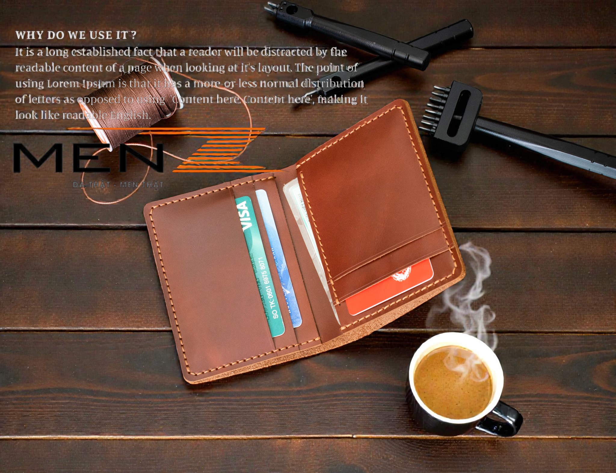 Ví da nam handmade da pullup cao cấp MenZ.