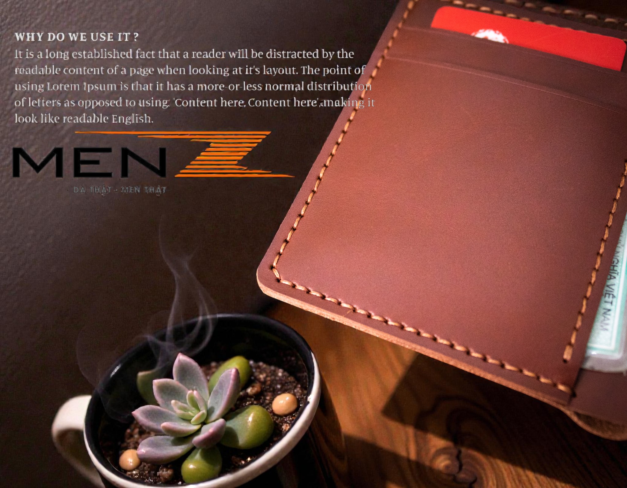 Ví da nam khâu tay - sản phẩm của MenZ Leather.