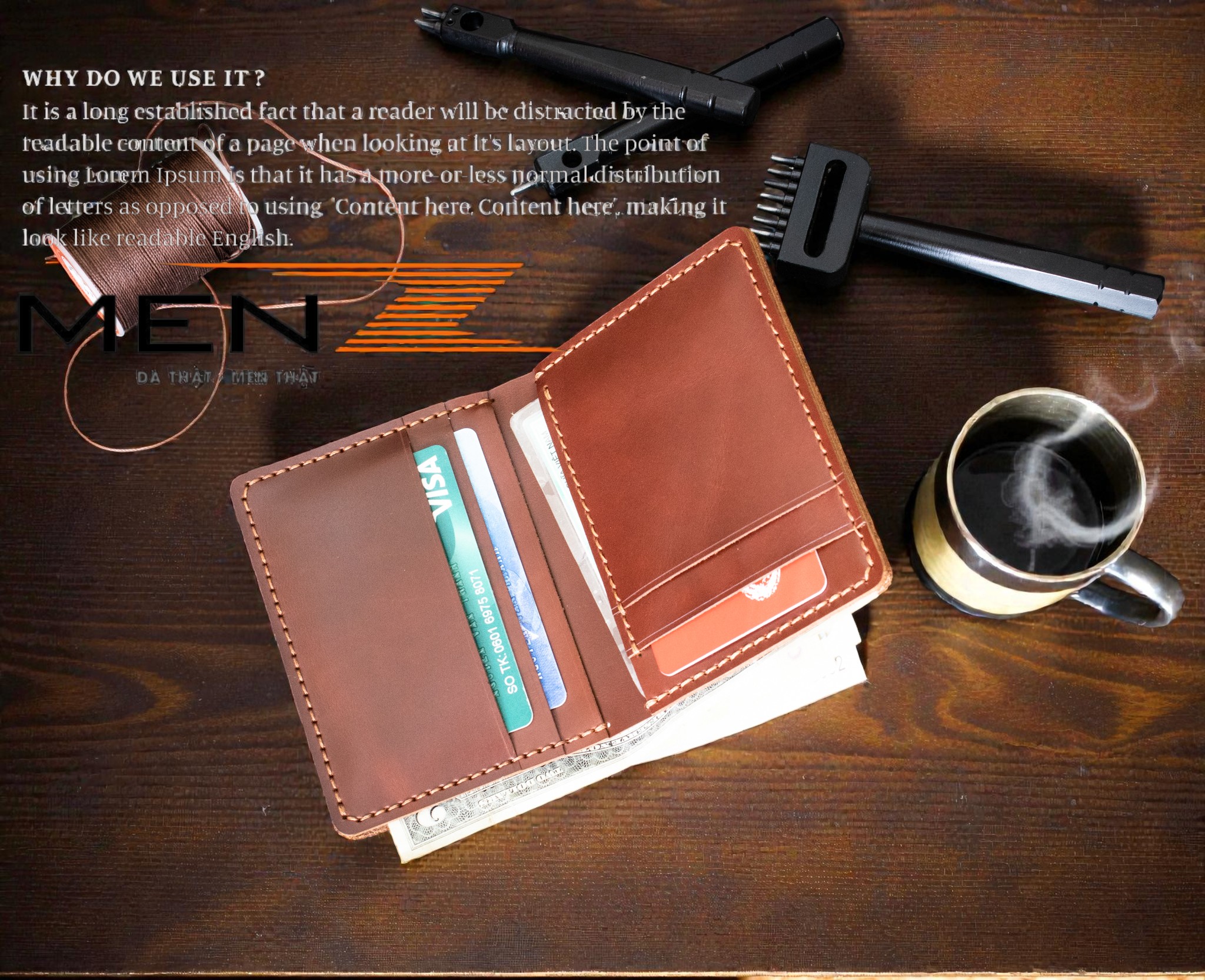 ví đứng nam da pullup handmade