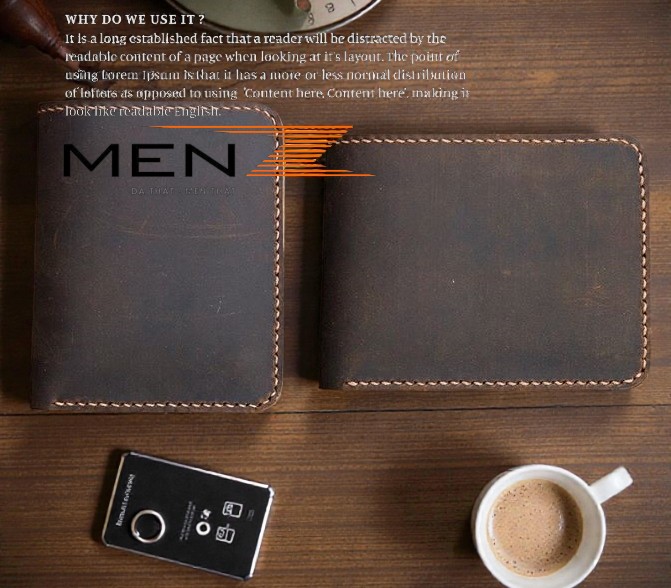 Mặt trước ví da nam kiểu đứng MenZ