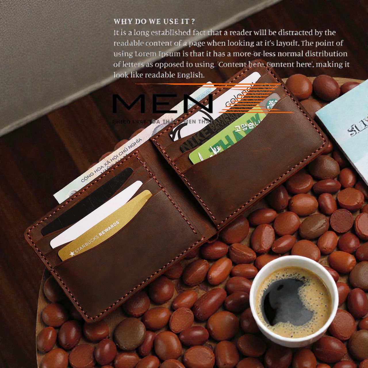 Chi tiết đường khâu tay thủ công ví da nam