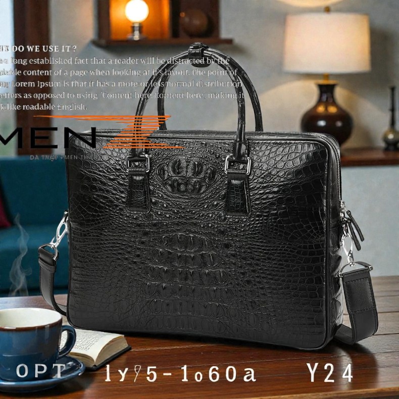Hình ảnh chiếc túi da cá sấu MenZ, biểu tượng phong thủy thu hút tài lộc