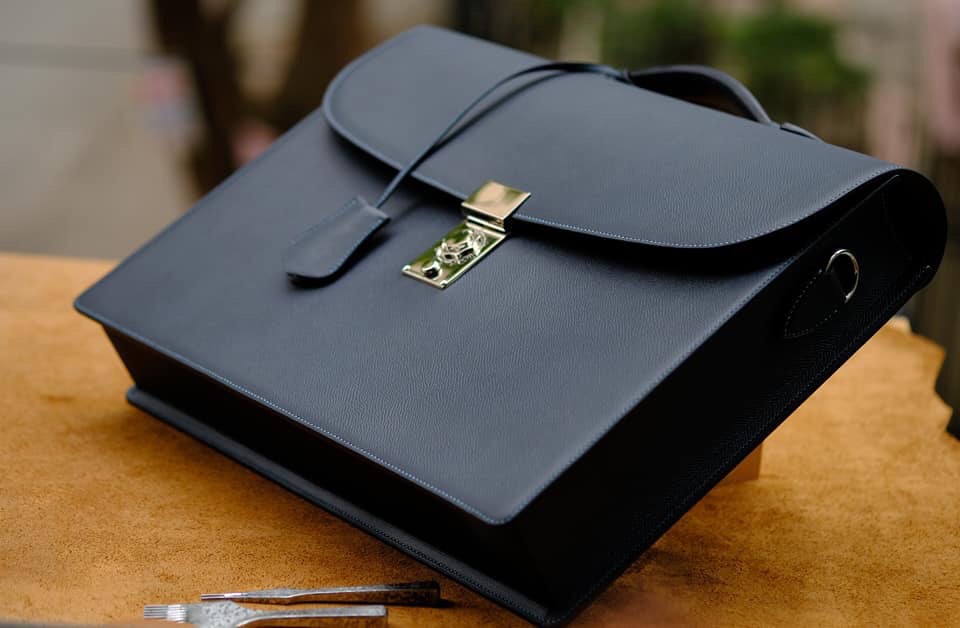 túi xách nam da epsom hass pháp khâu tay thủ công