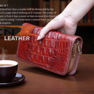 Ví Nam Cầm Tay Da Cá Sấu 2 Khóa Đan Viền Thủ Công MenZ VCT04