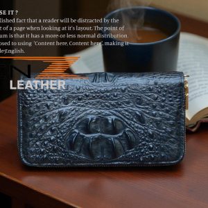 Ví Nam Cầm Tay 2 Khóa Da Cá Sấu Thật Thời Trang MenZ VCT02 Black