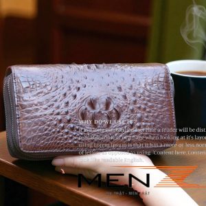 Ví Nam Cầm Tay Da Cá Sấu Đẳng Cấp Thời Trang MenZ VCT03 Brown