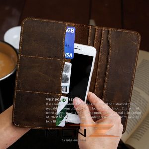 Ví Nam Cầm Tay Da Bò Sáp Khâu Tay Thủ Công MenZ VCT05