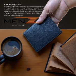 Ví Đứng Nam Da Đà Điểu Full 2 Mặt Khâu Tay Thủ Công MenZ VD21 Black