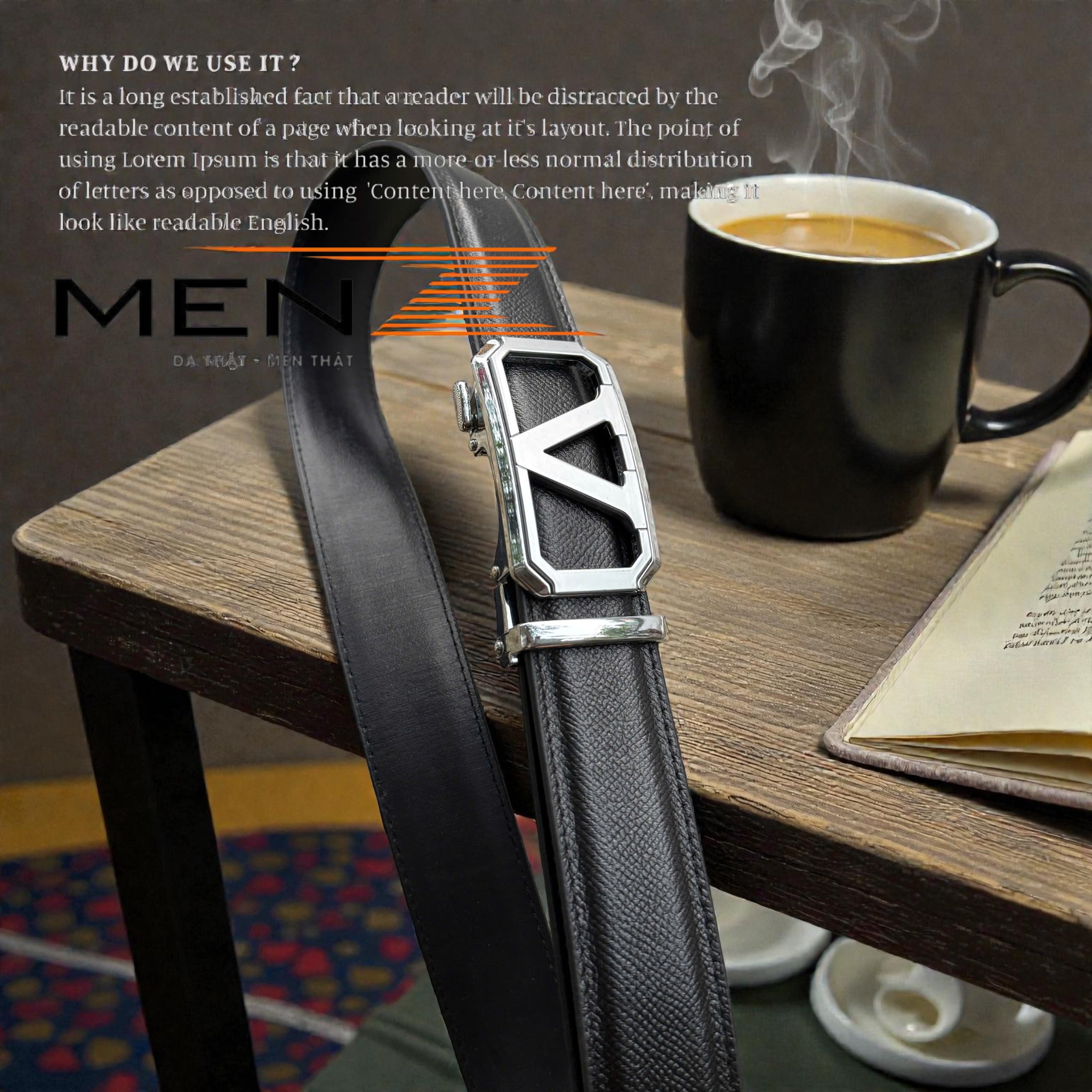 Bộ sản phẩm thắt lưng nam da Epsom Turkey mặt khóa H MenZ