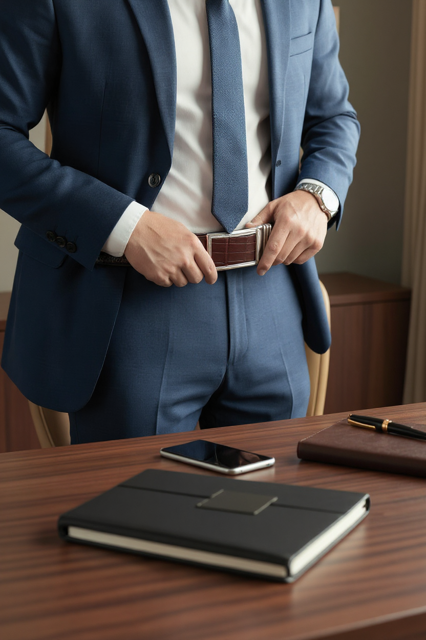 Thắt Lưng Nam Da Cá Sấu Đan Viền Thời Trang Hàng Hiệu MenZ Leather