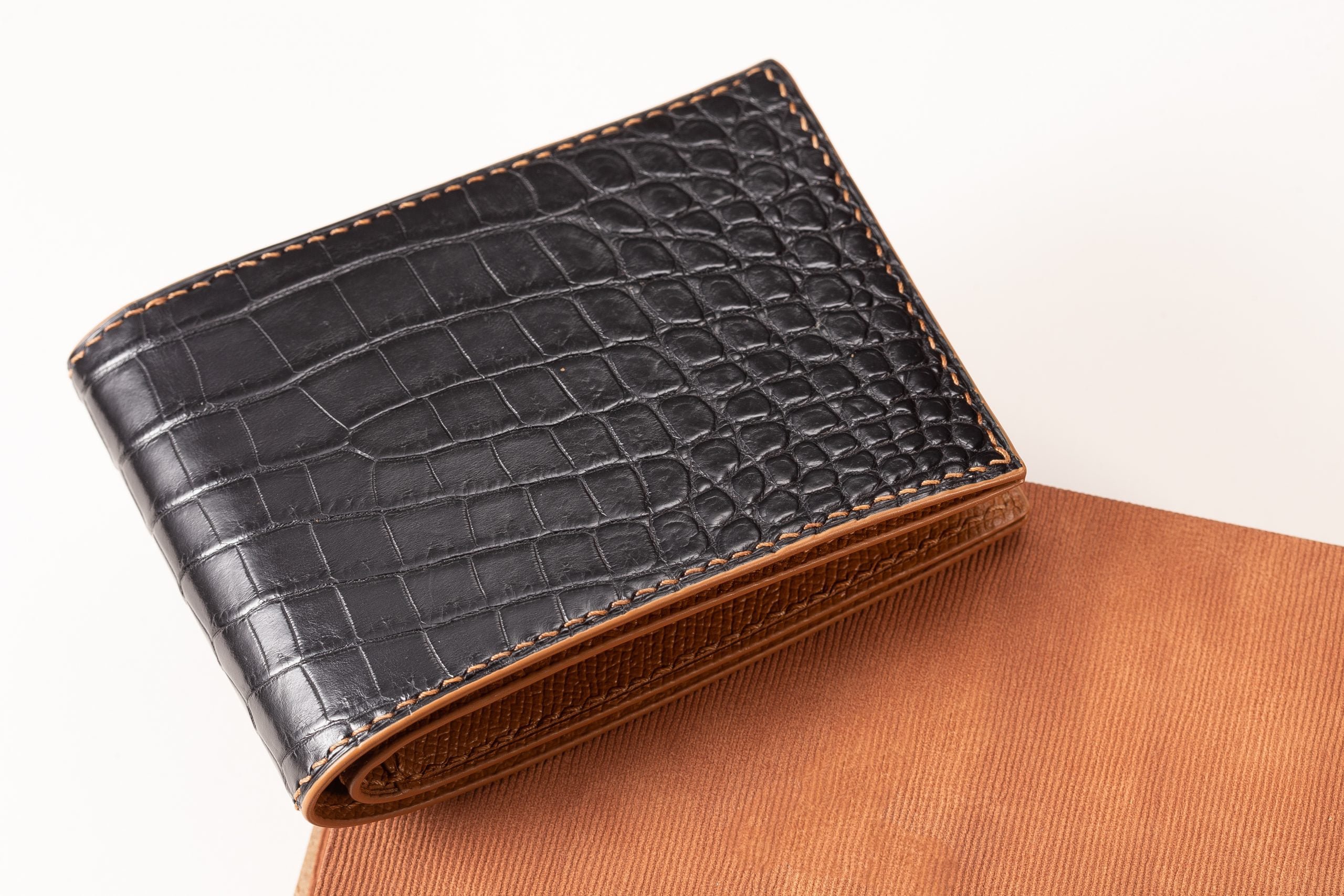 bóp nam da cá sấu vảy bụng handmade