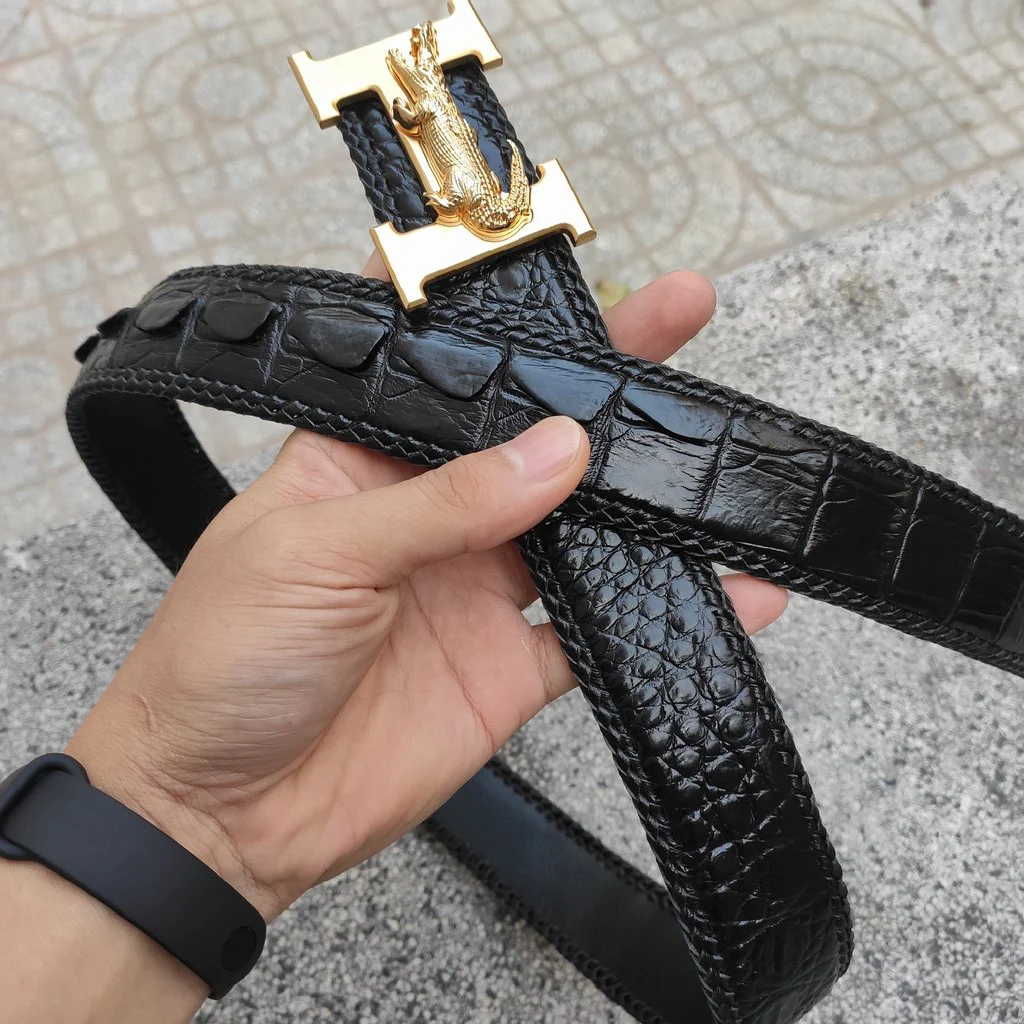 thắt lưng nam da cá sấu thật gai đuôi