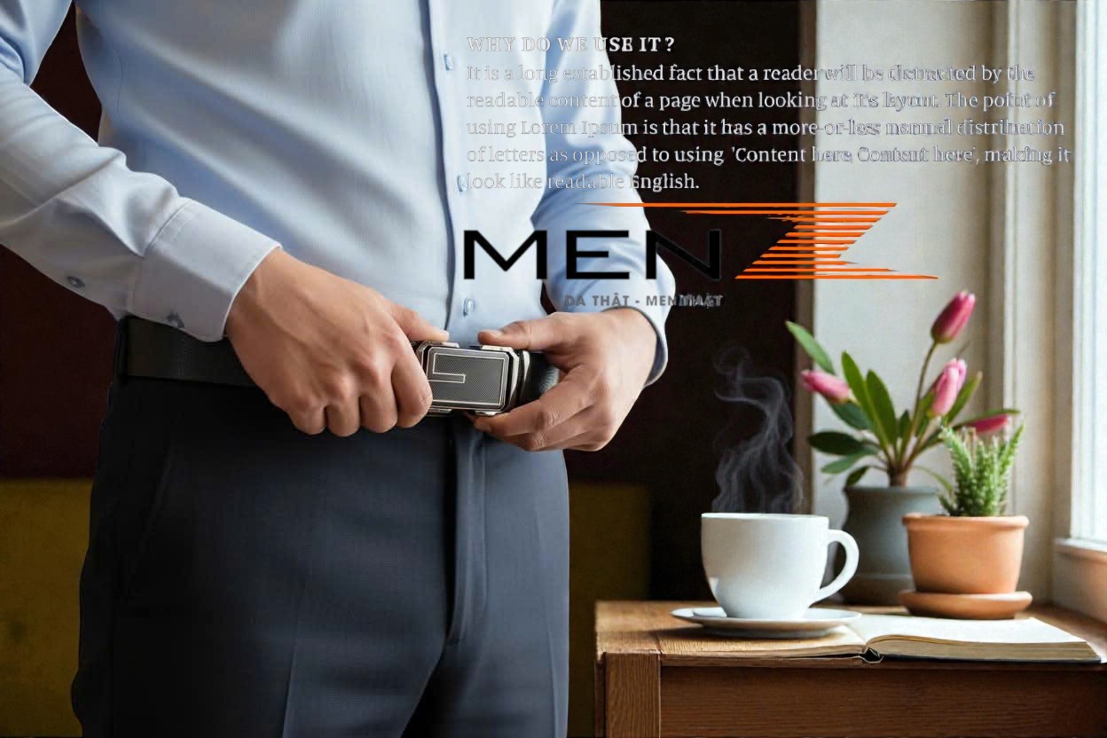 Phối đồ quần tây áo sơ mi lịch lãm với dây nịt nam tự động cao cấp